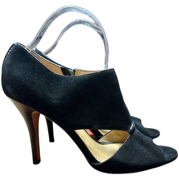 Coach Black Suede Peep Toe Heel Pumps Shoes Women's Size 8.5 - Picture 2 of 9